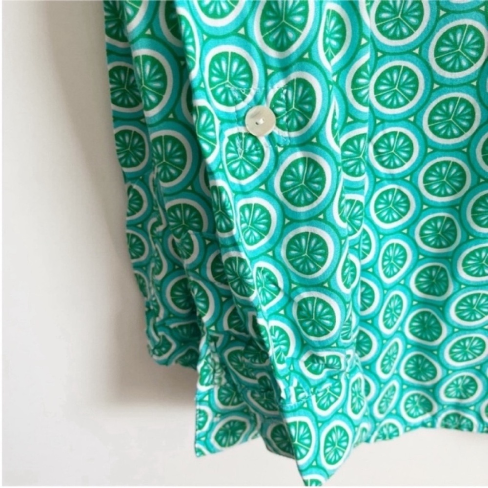 Escapada shirt green limes popover pockets rolled sleeves - Picture 4 of 9